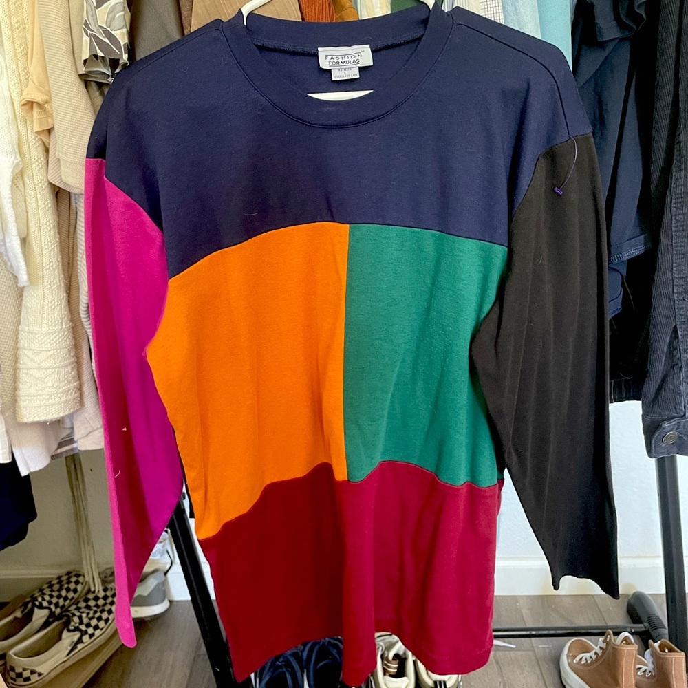 fashion formulas color block sweater | size: L